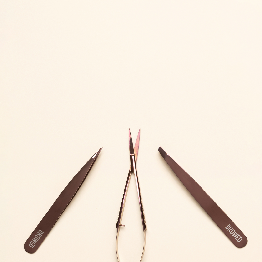 BROWED - Chocolate Slanted, Point Tweezers + Scissors Set