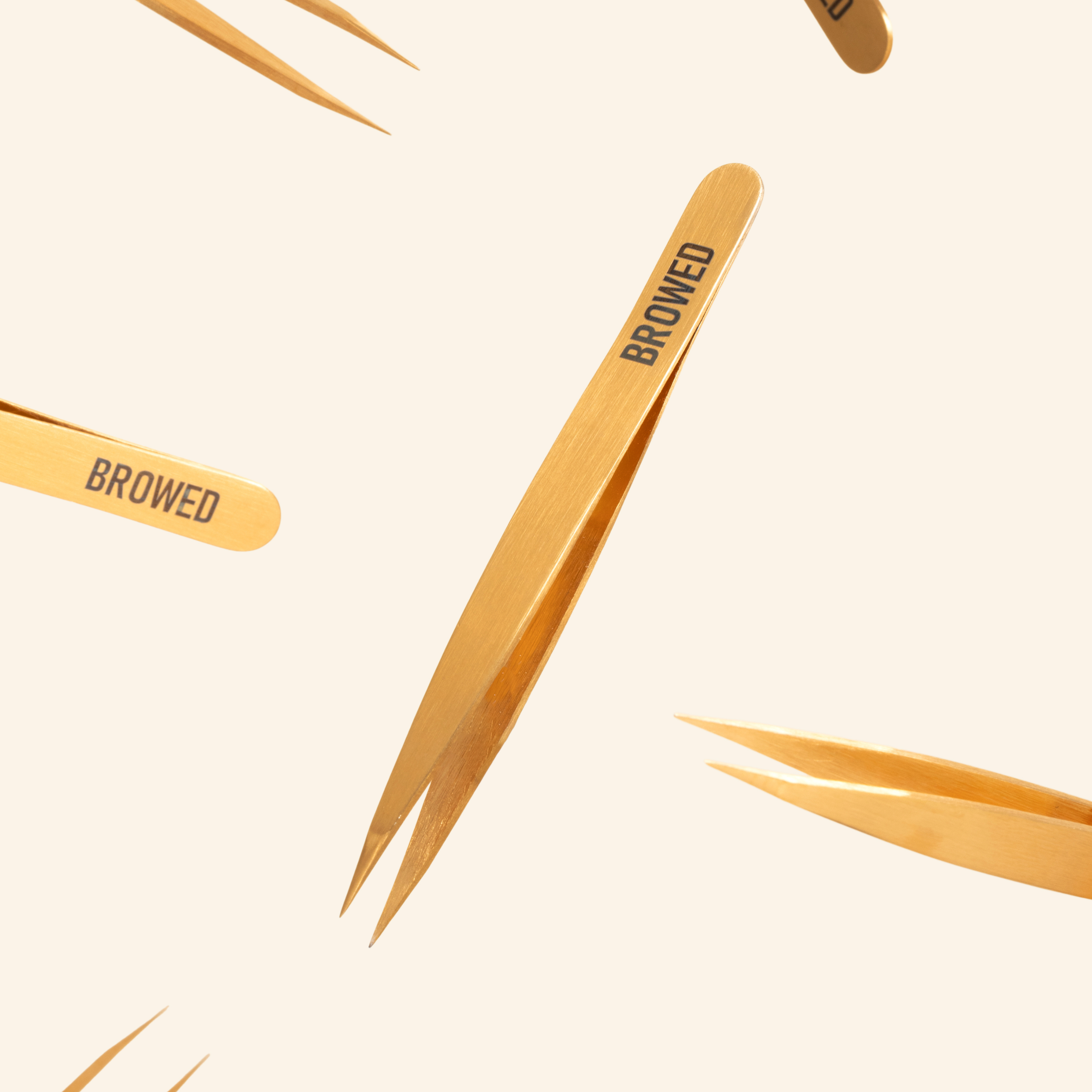 BROWED - Gold Point + Slanted Tip Tweezers Set