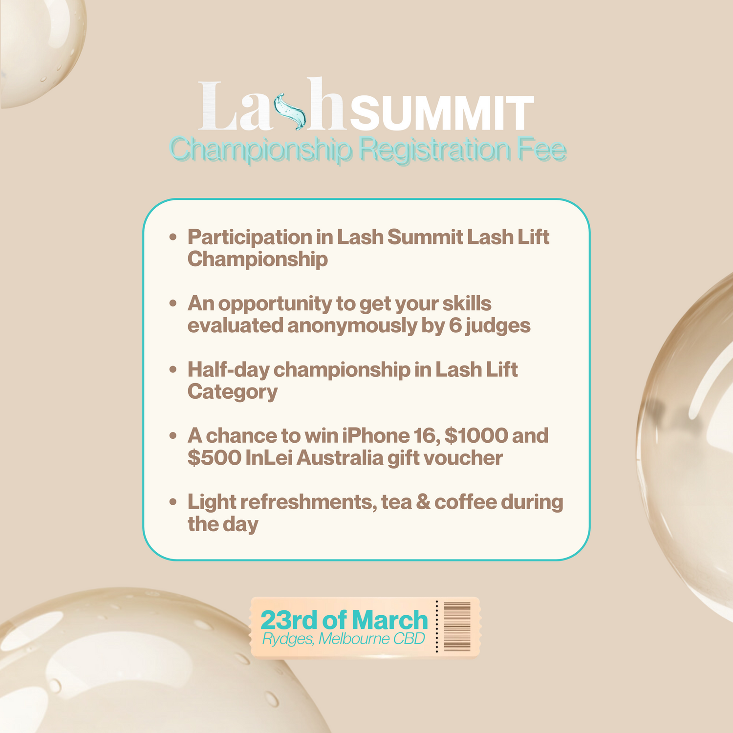 Lash Summit - Championship Registration Fee / 23 March 2025