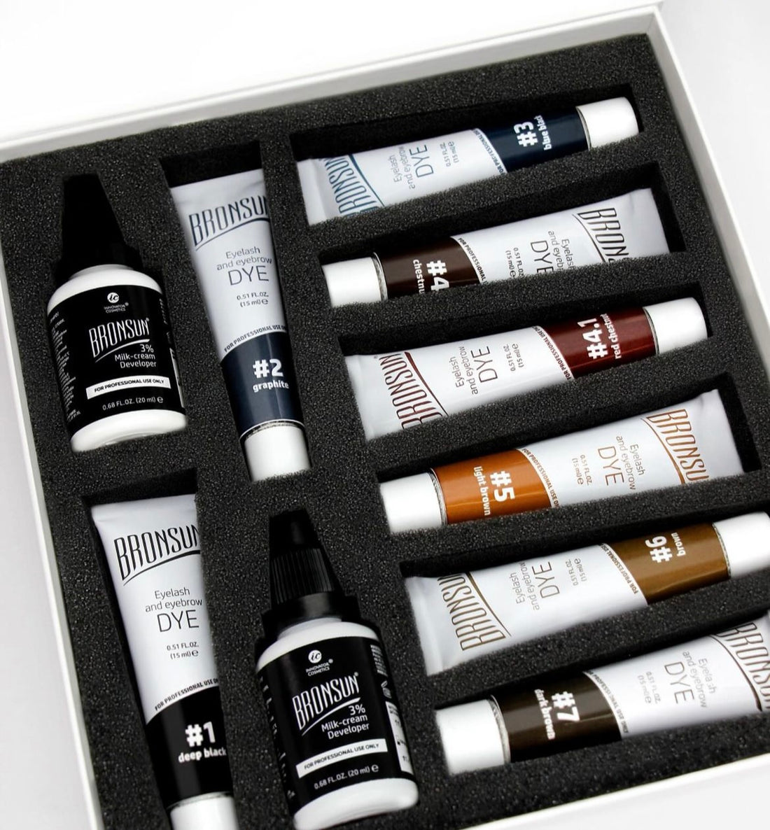 BRONSUN - Hybrid Eyebrow and Eyelash Dye Box Set - All colours + 2 developers!